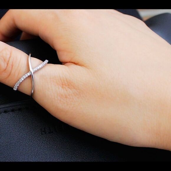 Gold X CZ Diamond Ring - Picture 2 of 3